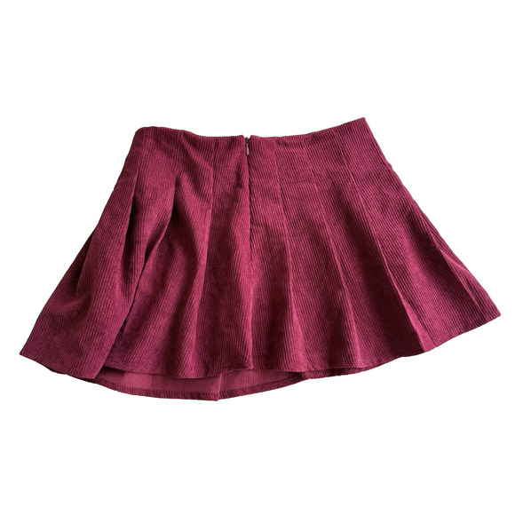 Shein Petite Large Maroon Velvet Ribbed Pull-On Skirt Soft Fit - Picture 4 of 8